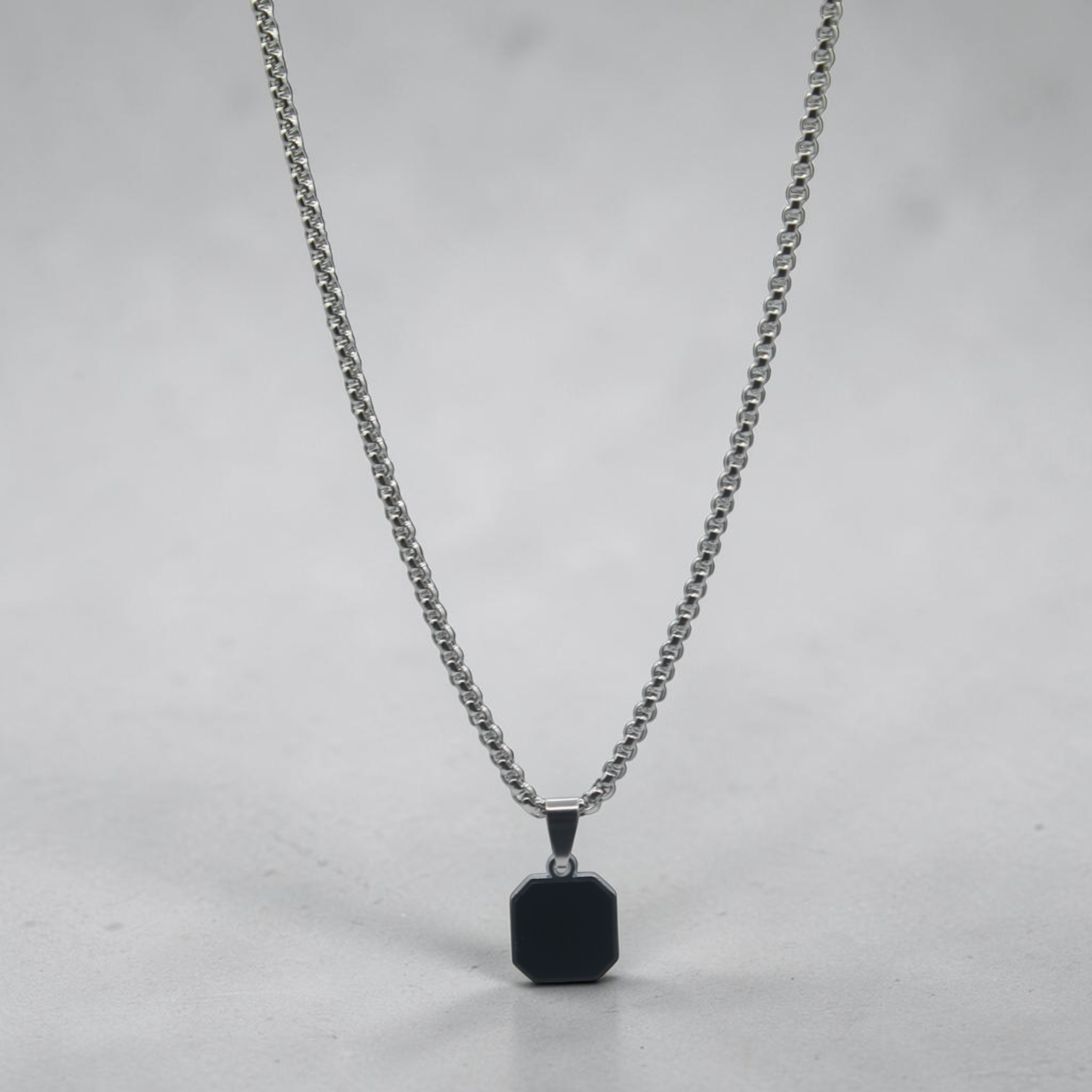 Square Onyx Pendant Necklace