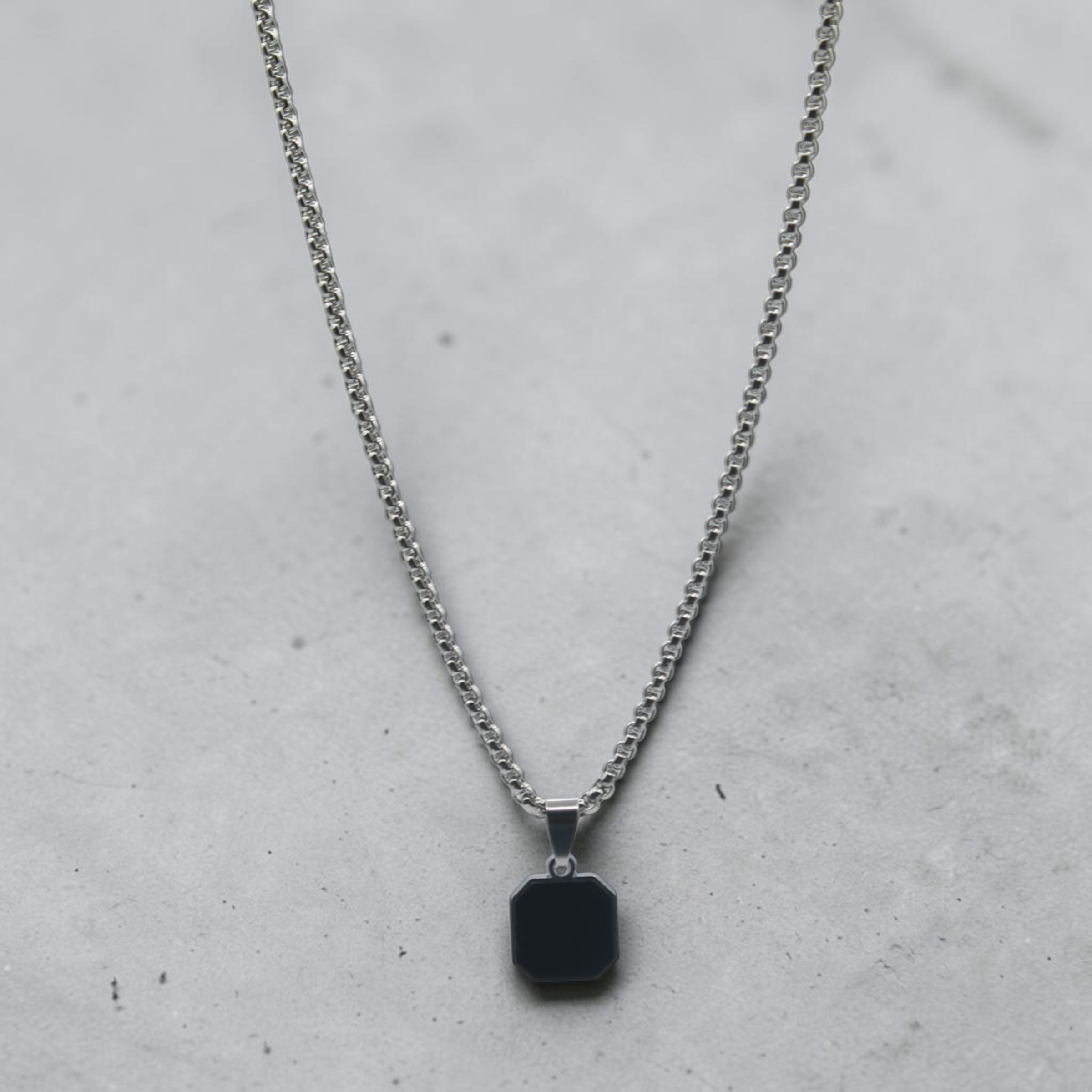 Square Onyx Pendant Necklace
