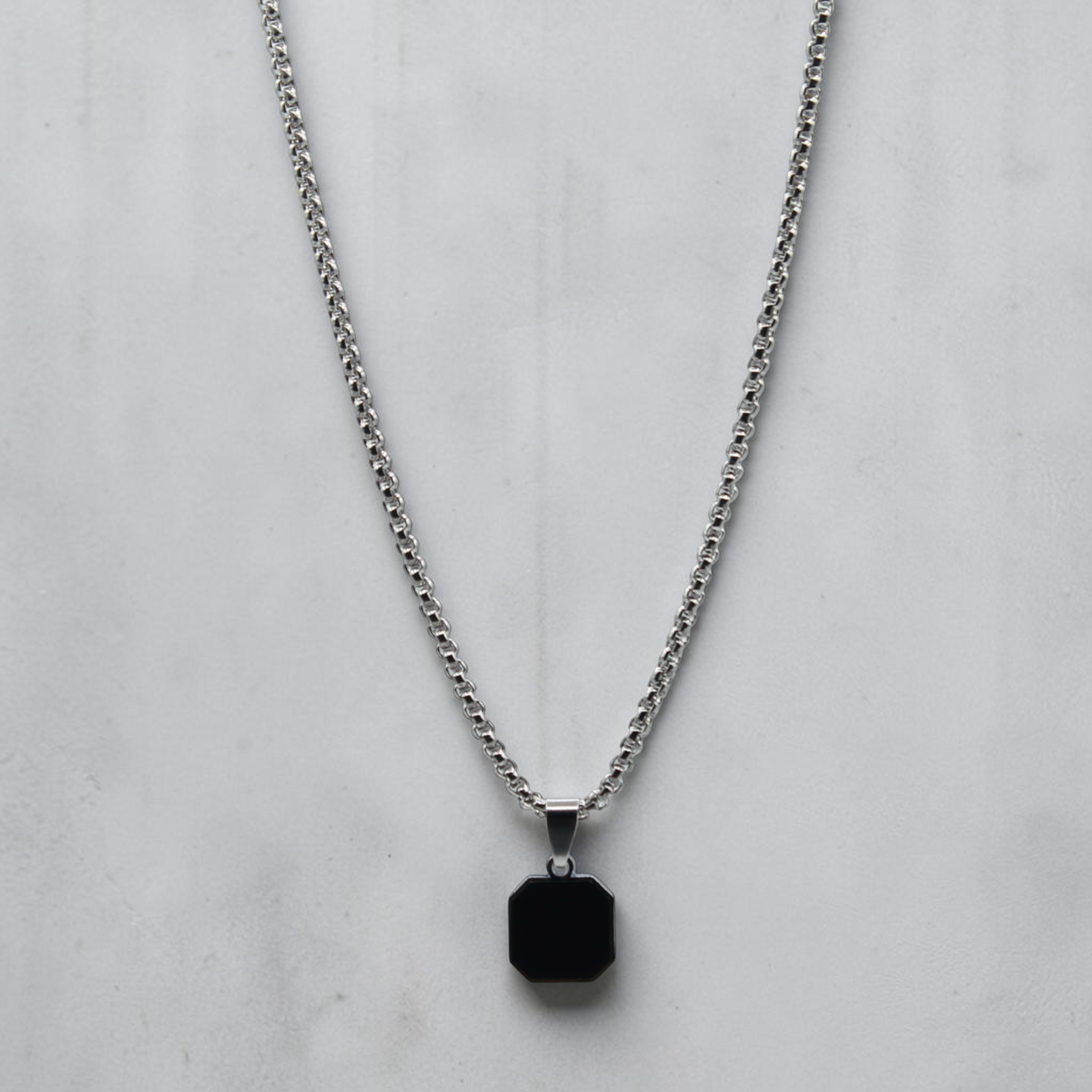 Square Onyx Pendant Necklace