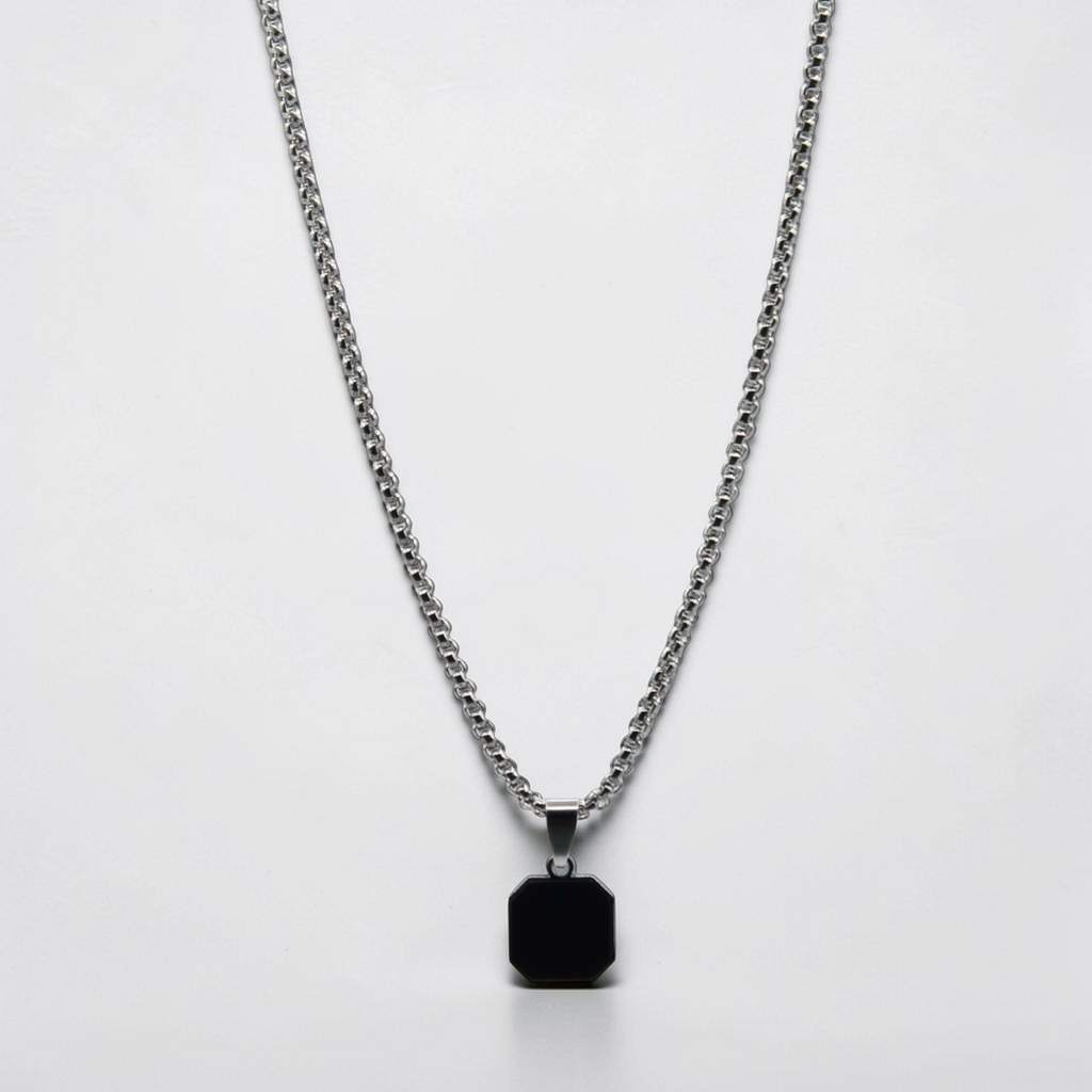 Square Onyx Pendant Necklace