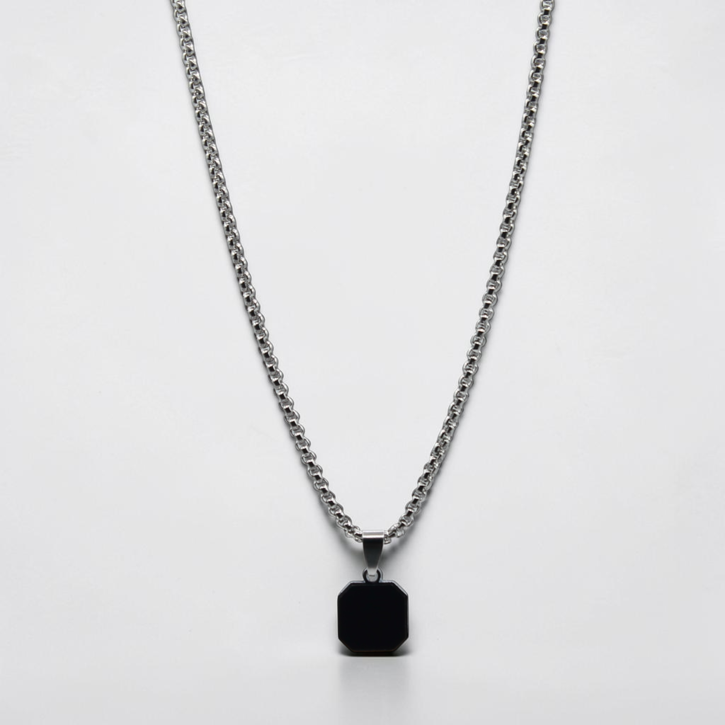 Square Onyx Pendant Necklace