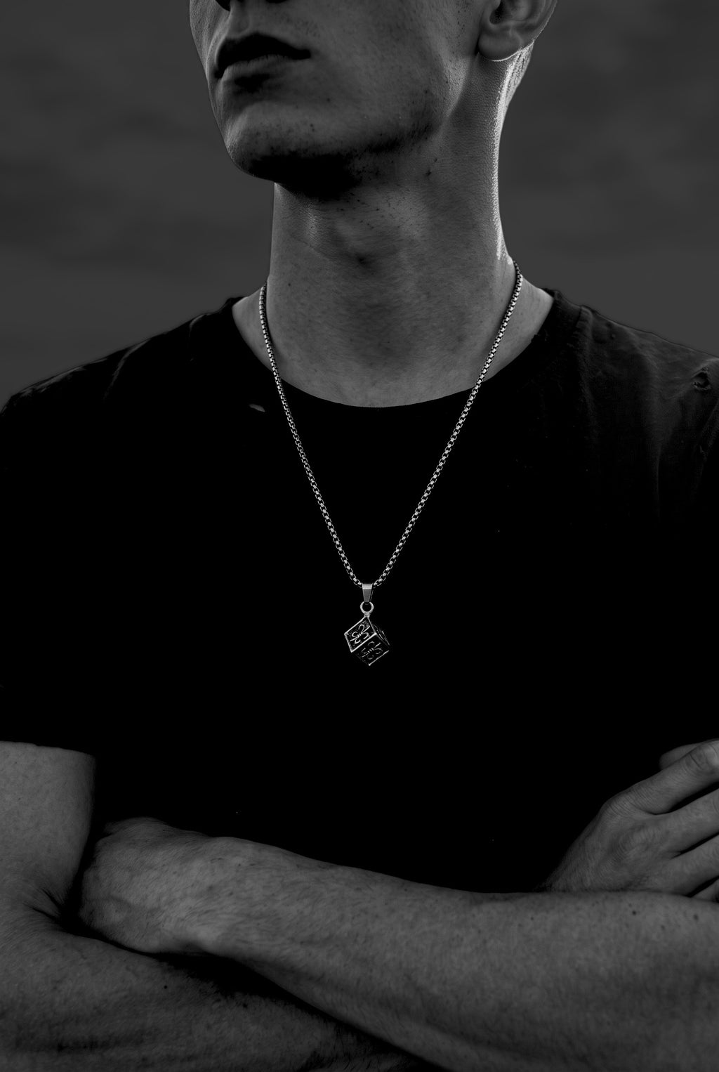 Fleur-de-Lis Cube Pendant Necklace