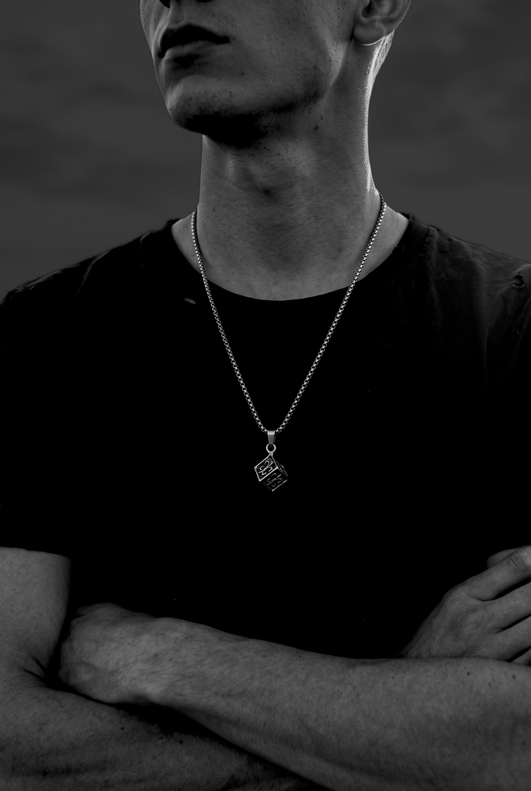 Fleur-de-Lis Cube Pendant Necklace
