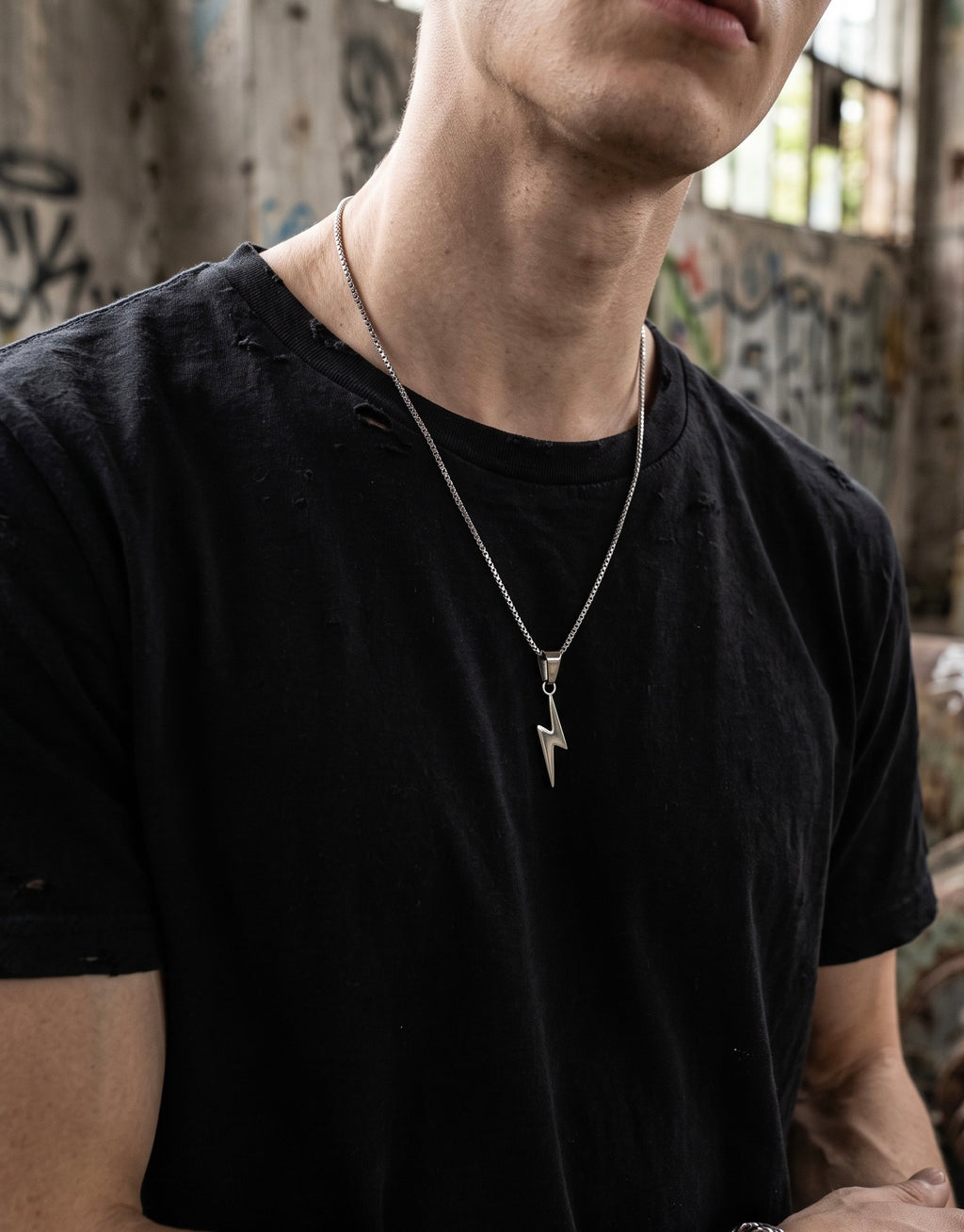 Thunderbolt Silver Pendant Necklace