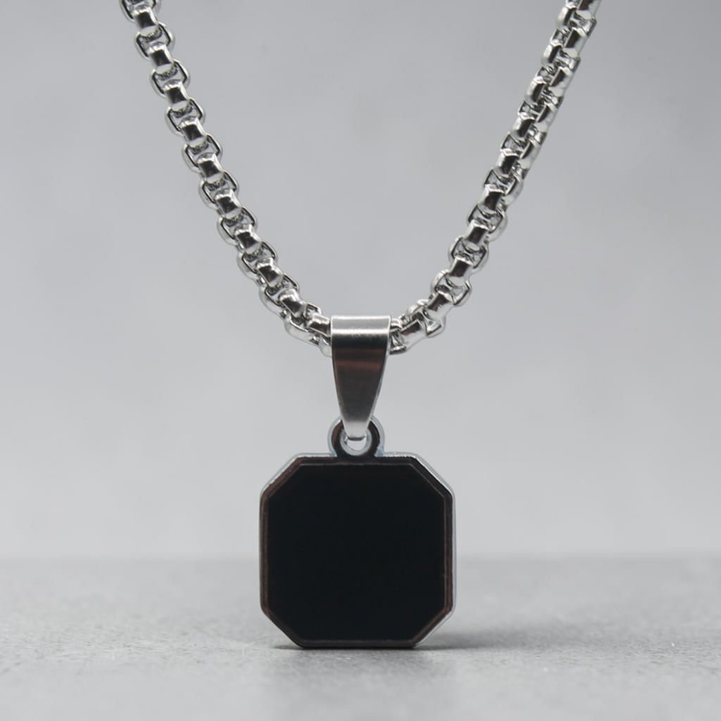 Square Onyx Pendant Necklace
