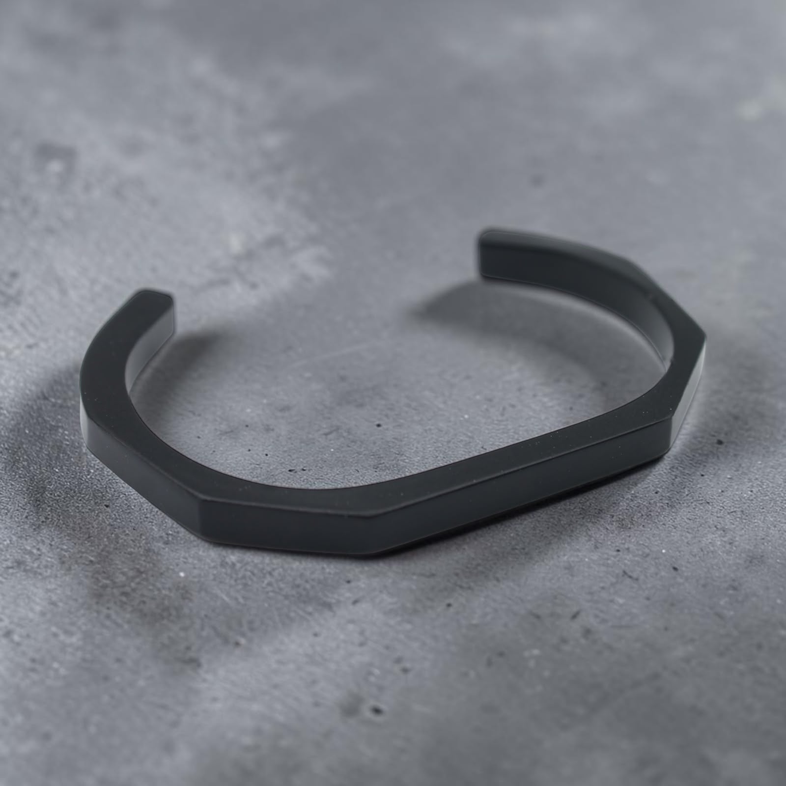Angular Cuff Bracelet — Matte Black, angled view 1