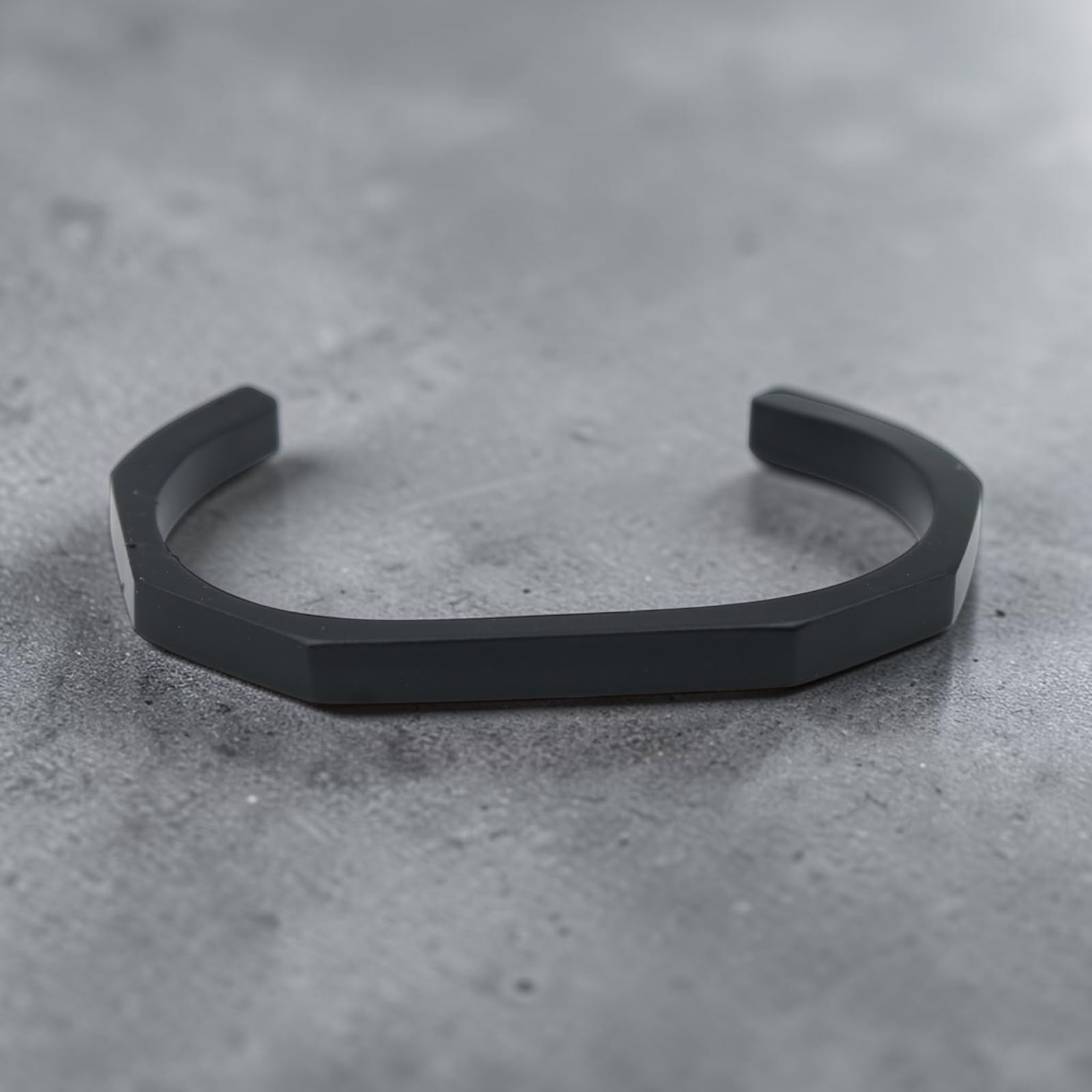 Angular Cuff Bracelet — Matte Black, angled view 2