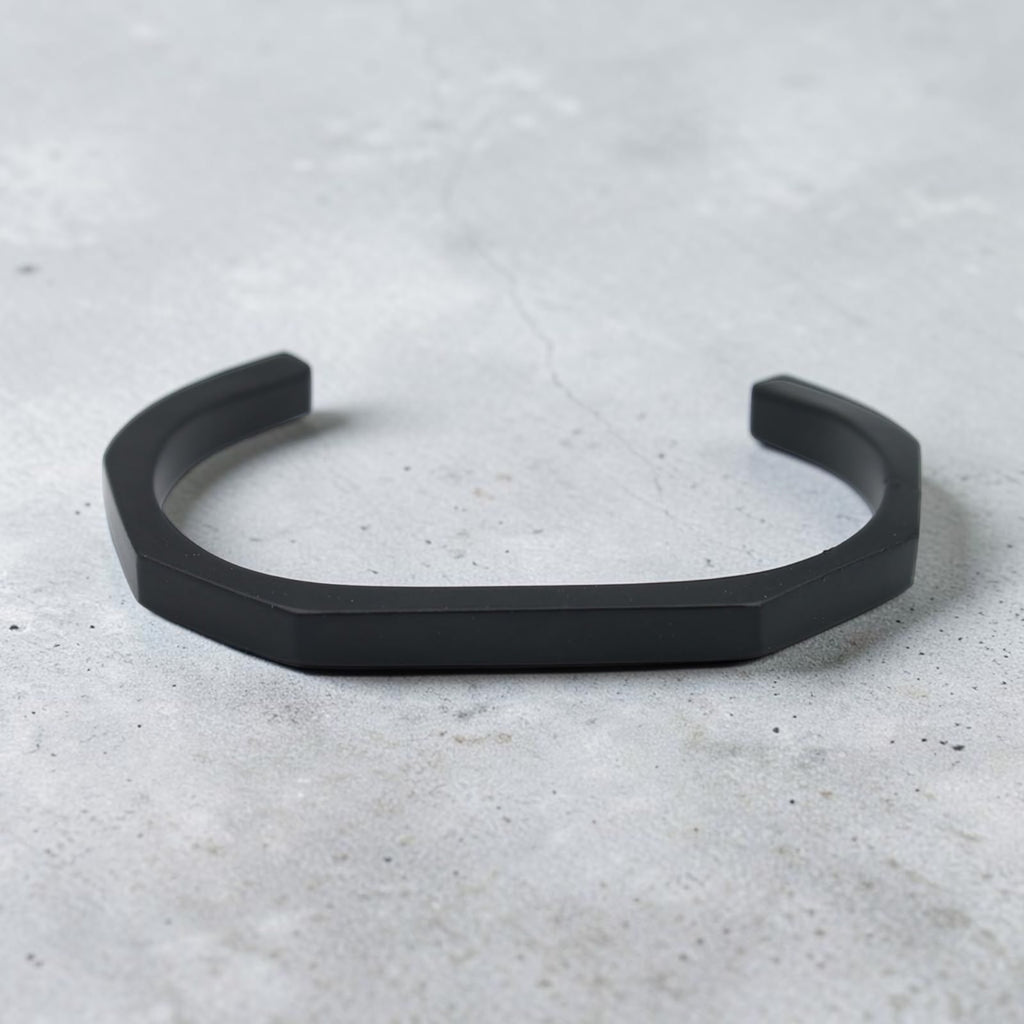 Angular Cuff Bracelet — Matte Black, front view