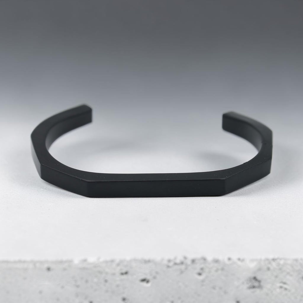 Angular Cuff Bracelet — Matte Black, angled view 3