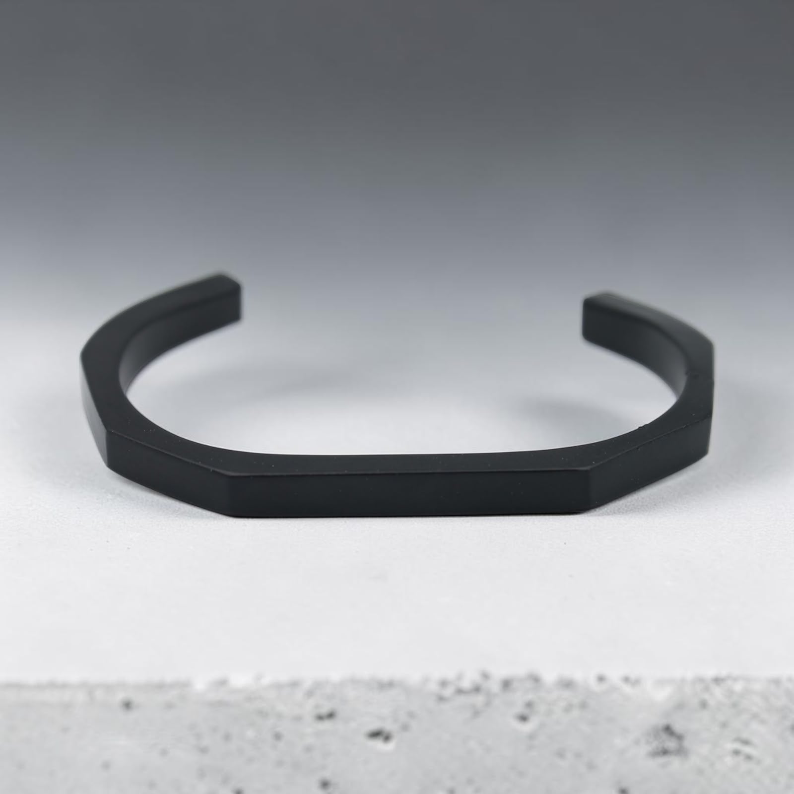 Angular Cuff Bracelet — Matte Black, angled view 3