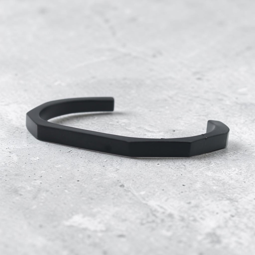Angular Cuff Bracelet — Matte Black, close-up detail