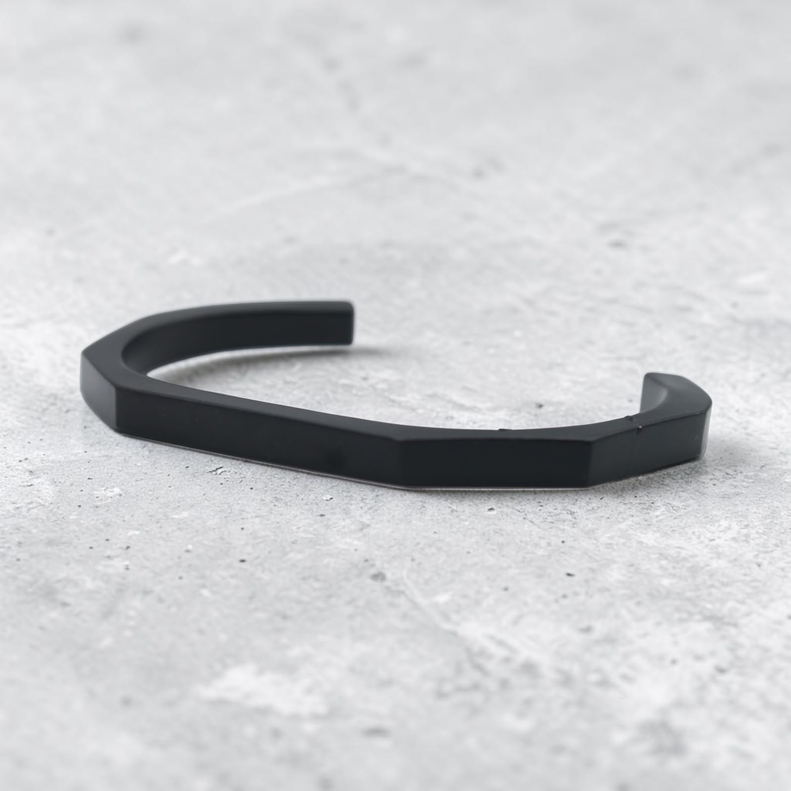 Angular Cuff Bracelet — Matte Black, close-up detail