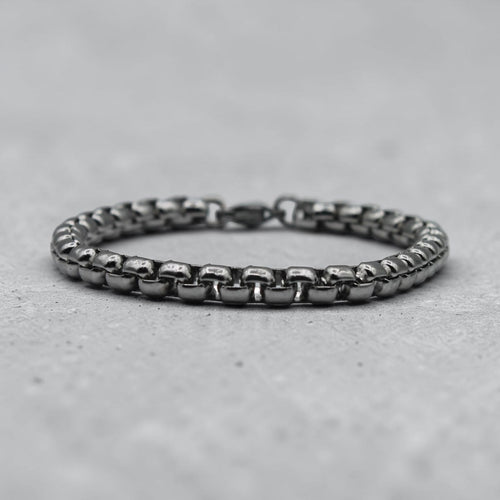 Box Chain Bracelet — Polished Silver, angled view 1