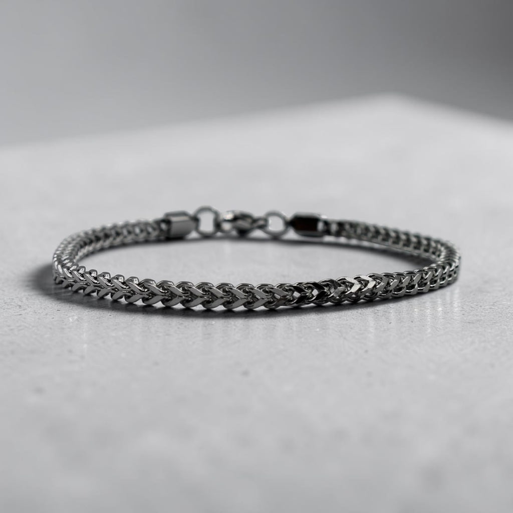 Franco Chain Bracelet — Sterling Silver Finish, angled view 1