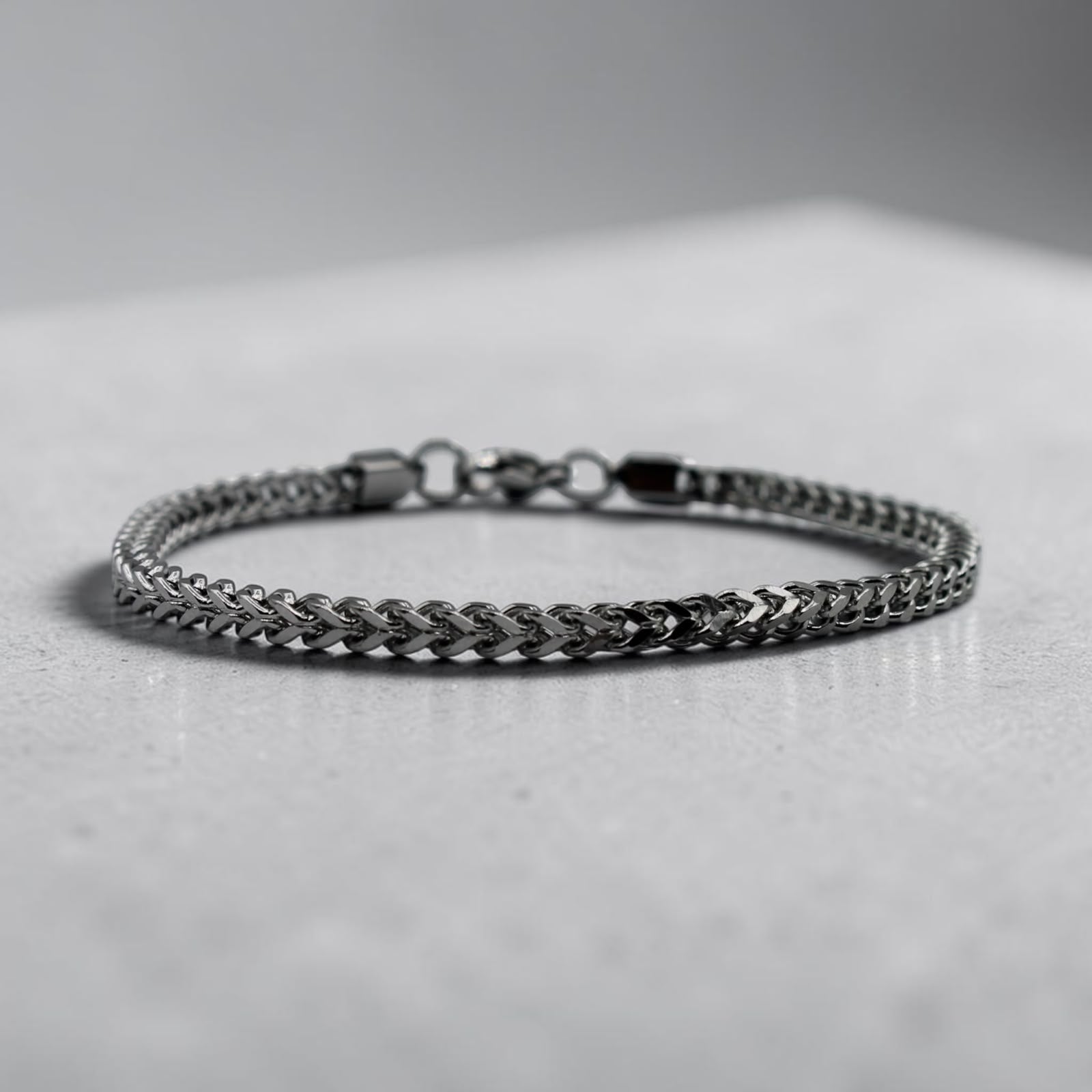 Franco Chain Bracelet — Sterling Silver Finish, angled view 1