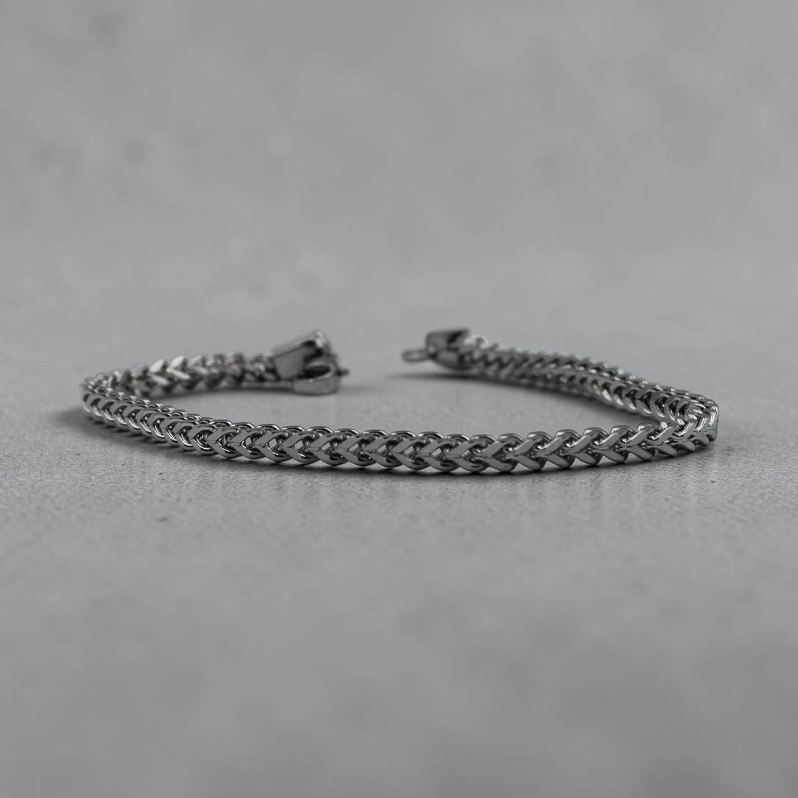 Franco Chain Bracelet — Sterling Silver Finish, angled view 2
