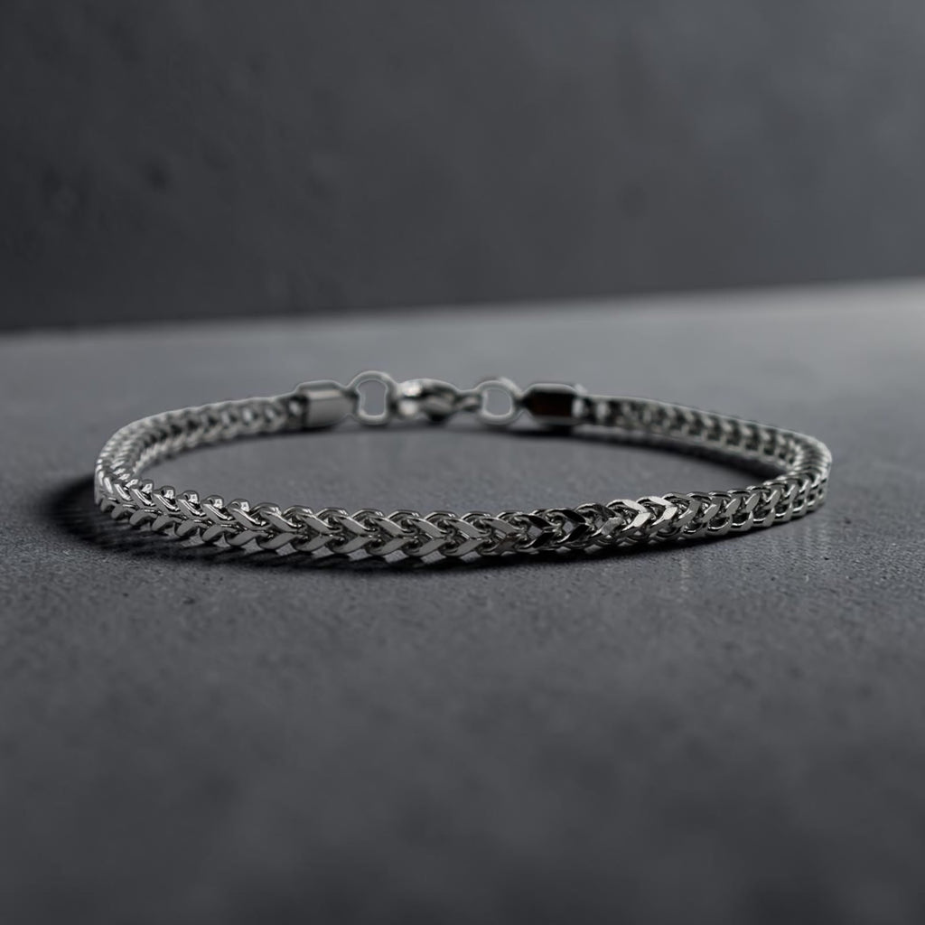 Franco Chain Bracelet — Sterling Silver Finish, angled view 3