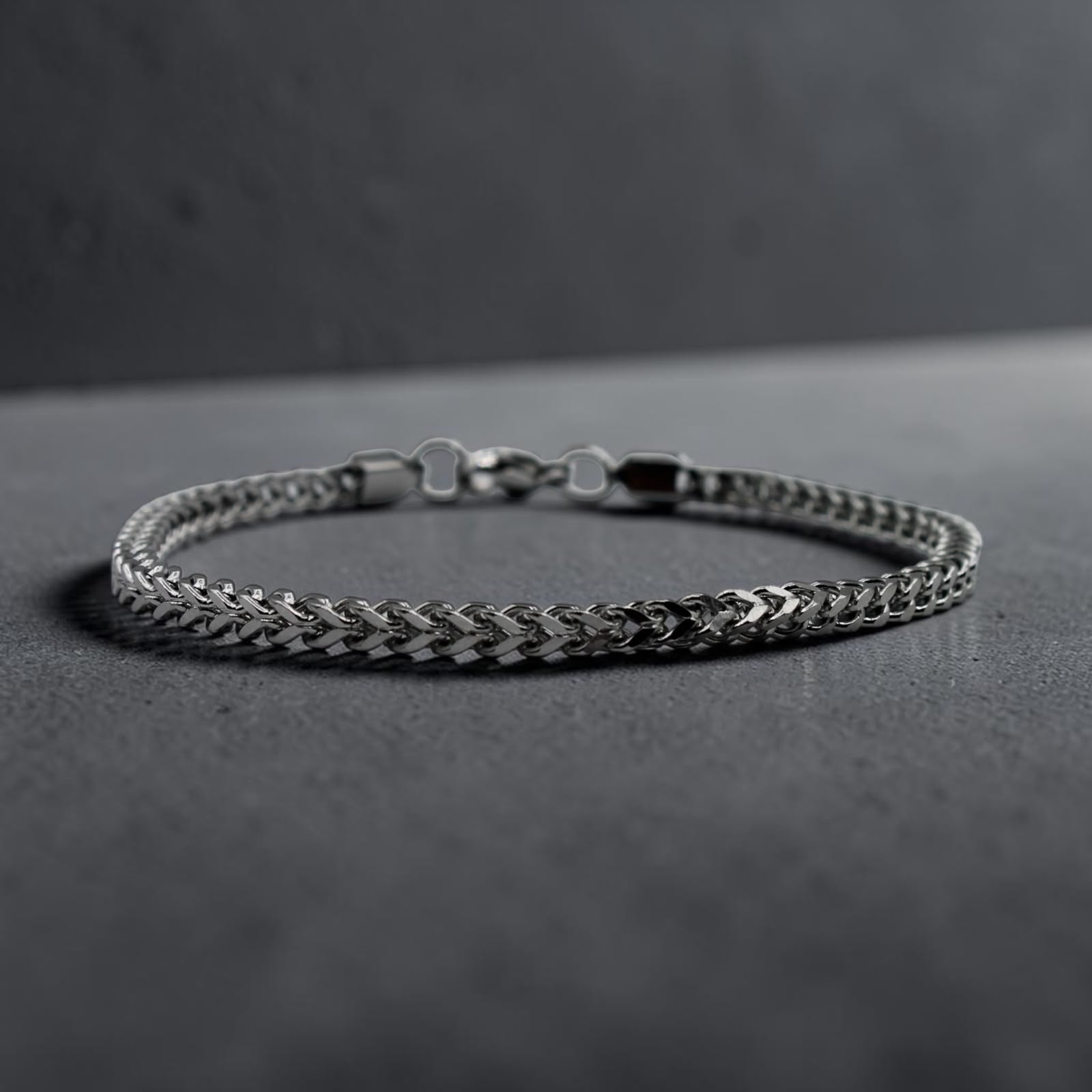 Franco Chain Bracelet — Sterling Silver Finish, angled view 3