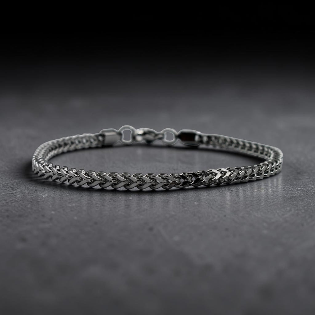 Franco Chain Bracelet — Sterling Silver Finish, angled view 4
