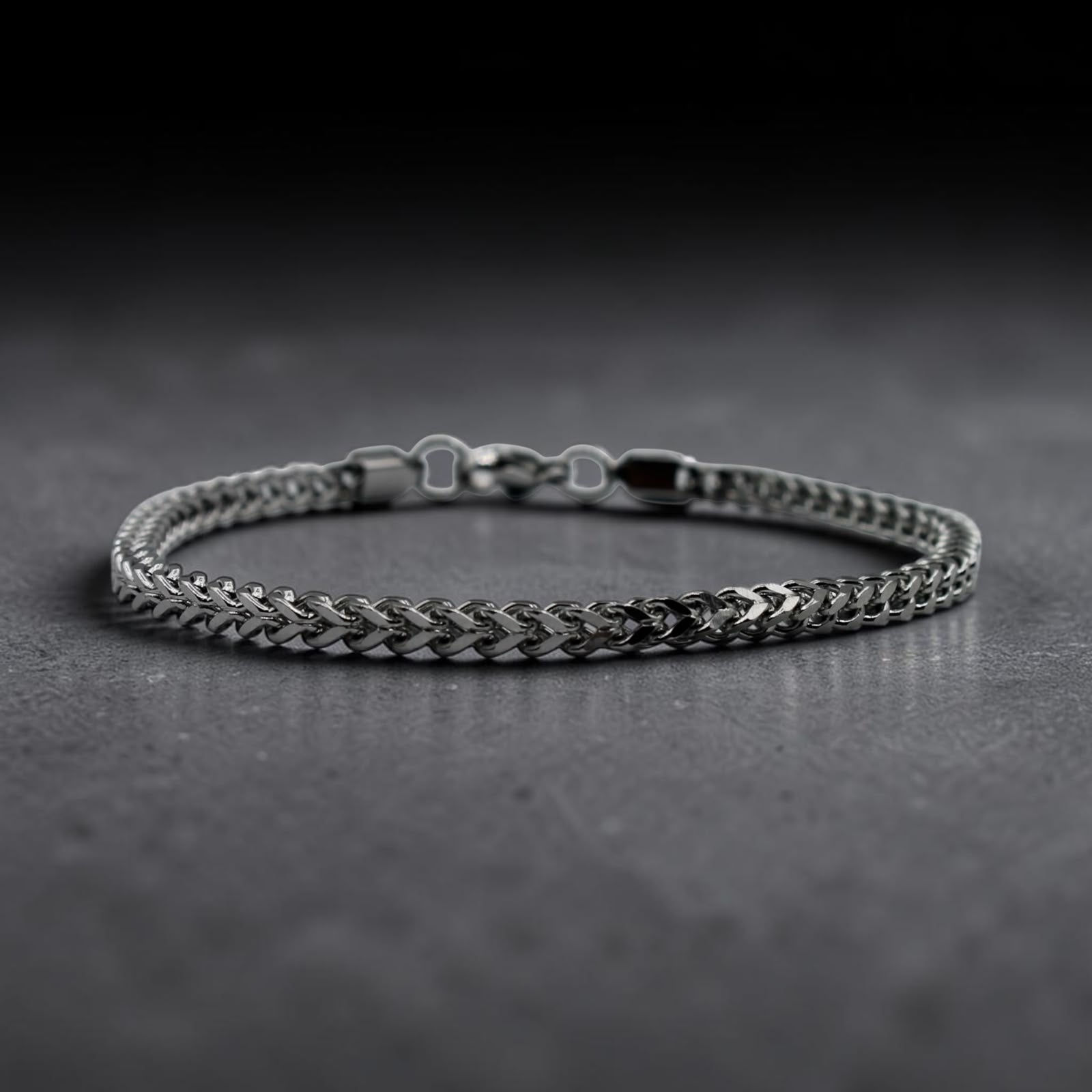 Franco Chain Bracelet — Sterling Silver Finish, angled view 4