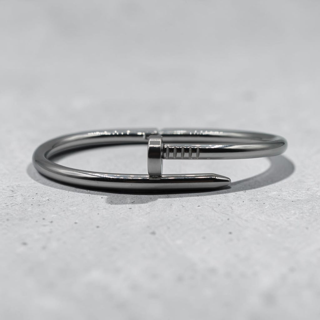 Nail Cuff Bracelet — Signature Silver Cuff, angled view 1