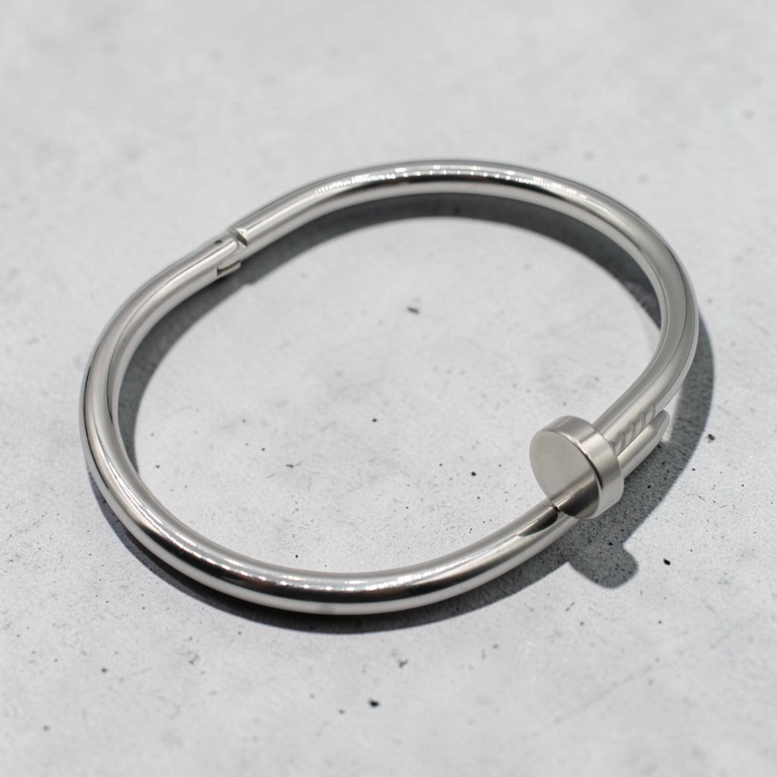 Nail Cuff Bracelet — Signature Silver Cuff, angled view 3