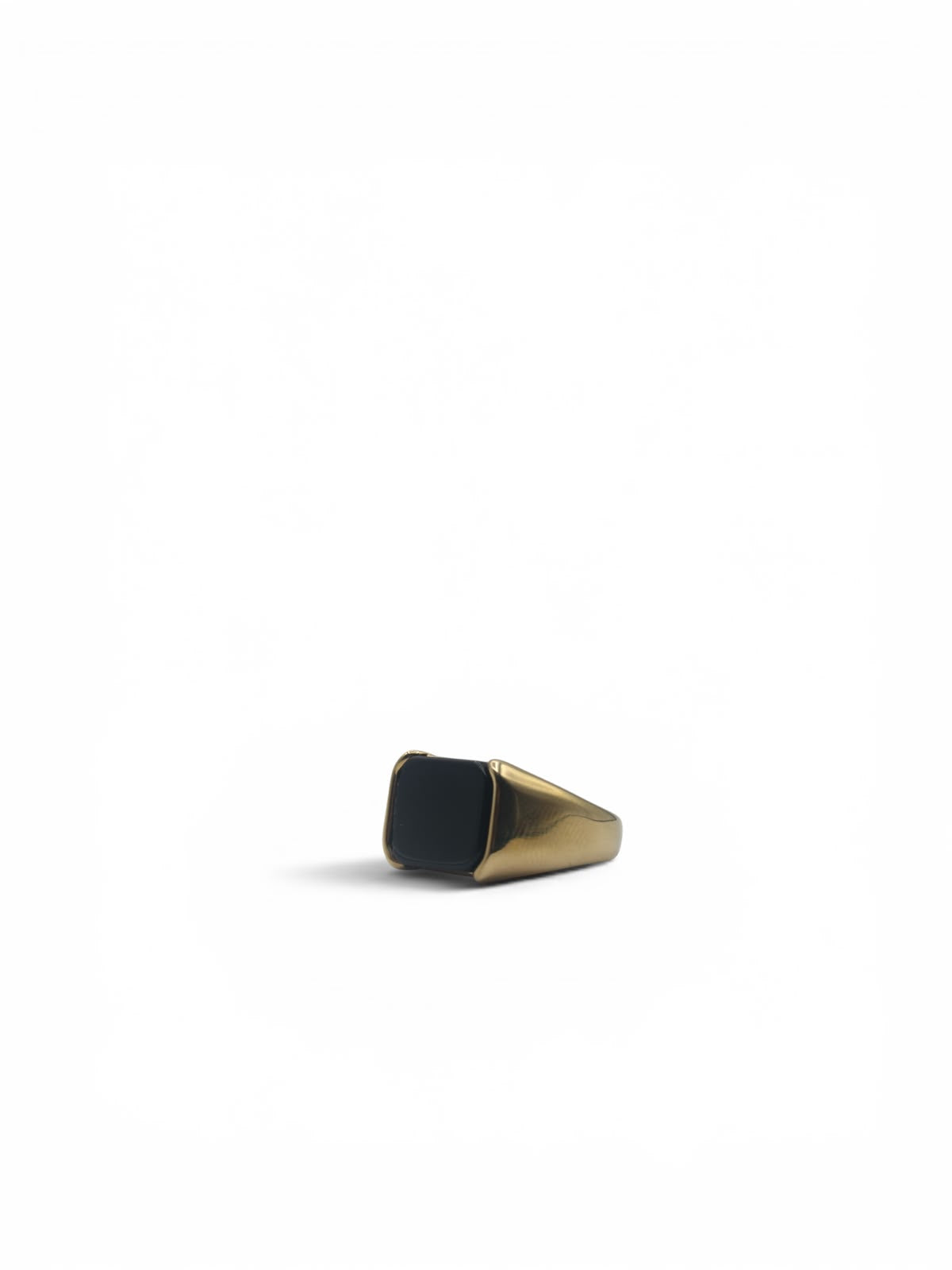 Onyx Signet Ring — Gold Finish, additional angle