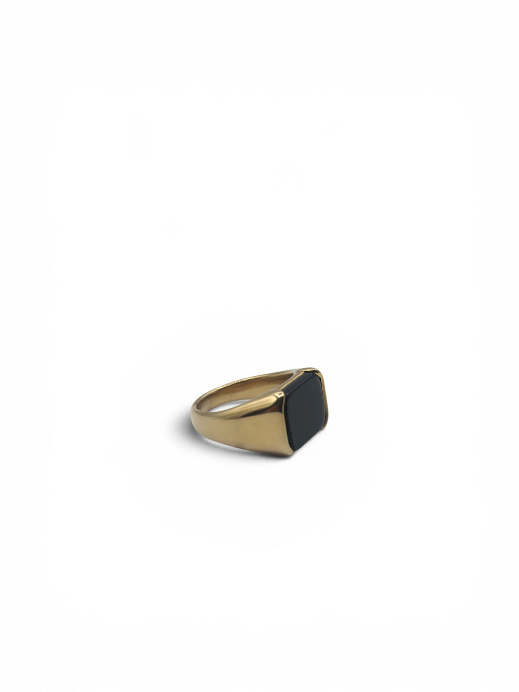 Onyx Signet Ring — Gold Finish, additional angle