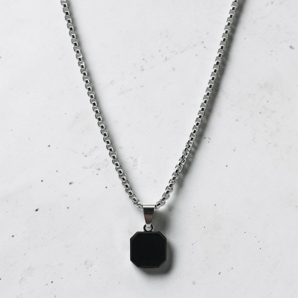 Square onyx pendant necklace