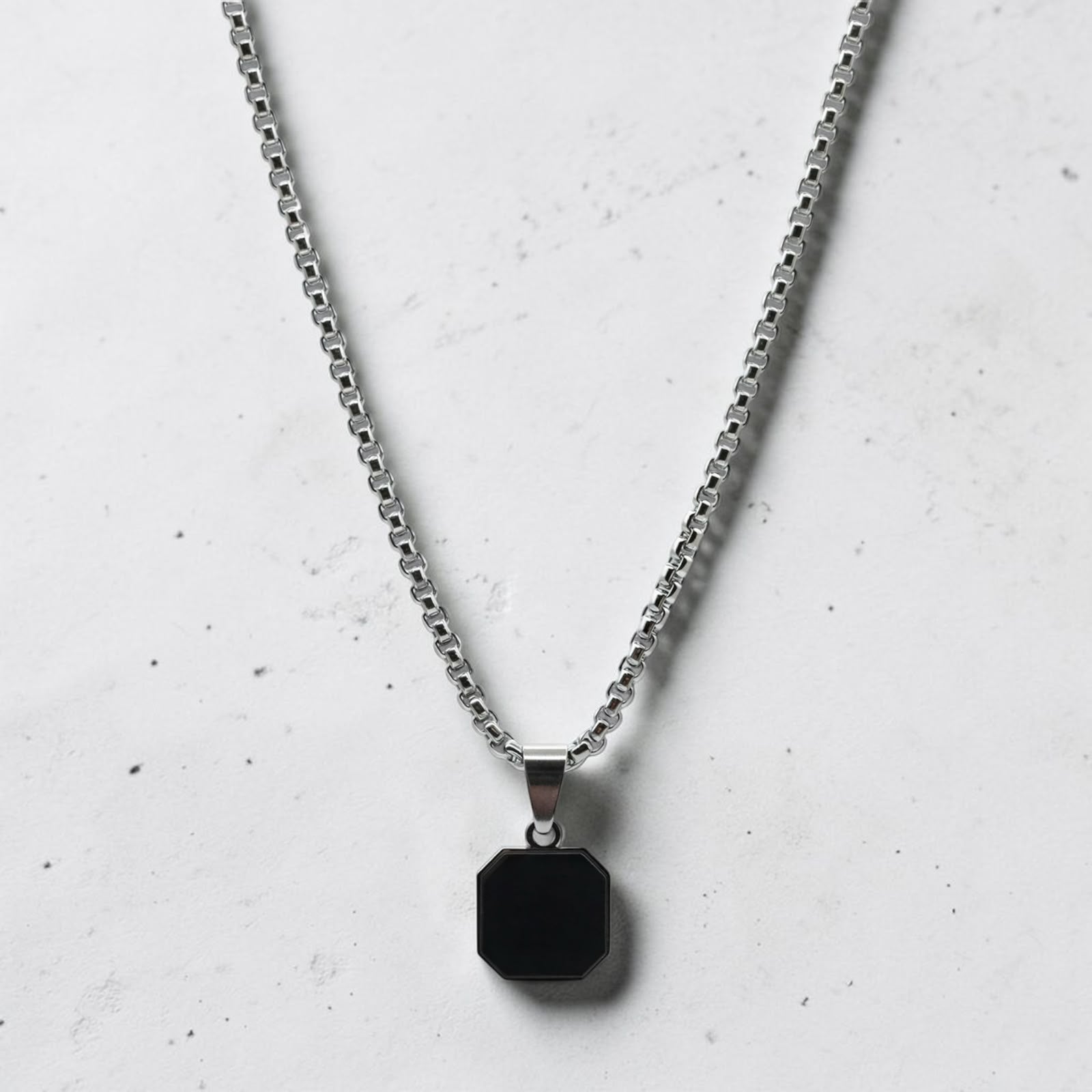 Square onyx pendant necklace