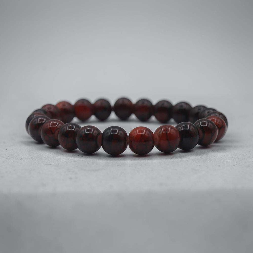 Red Jasper Beaded Bracelet, additional angle