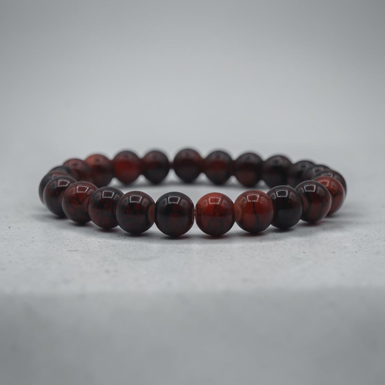 Red Jasper Beaded Bracelet, additional angle