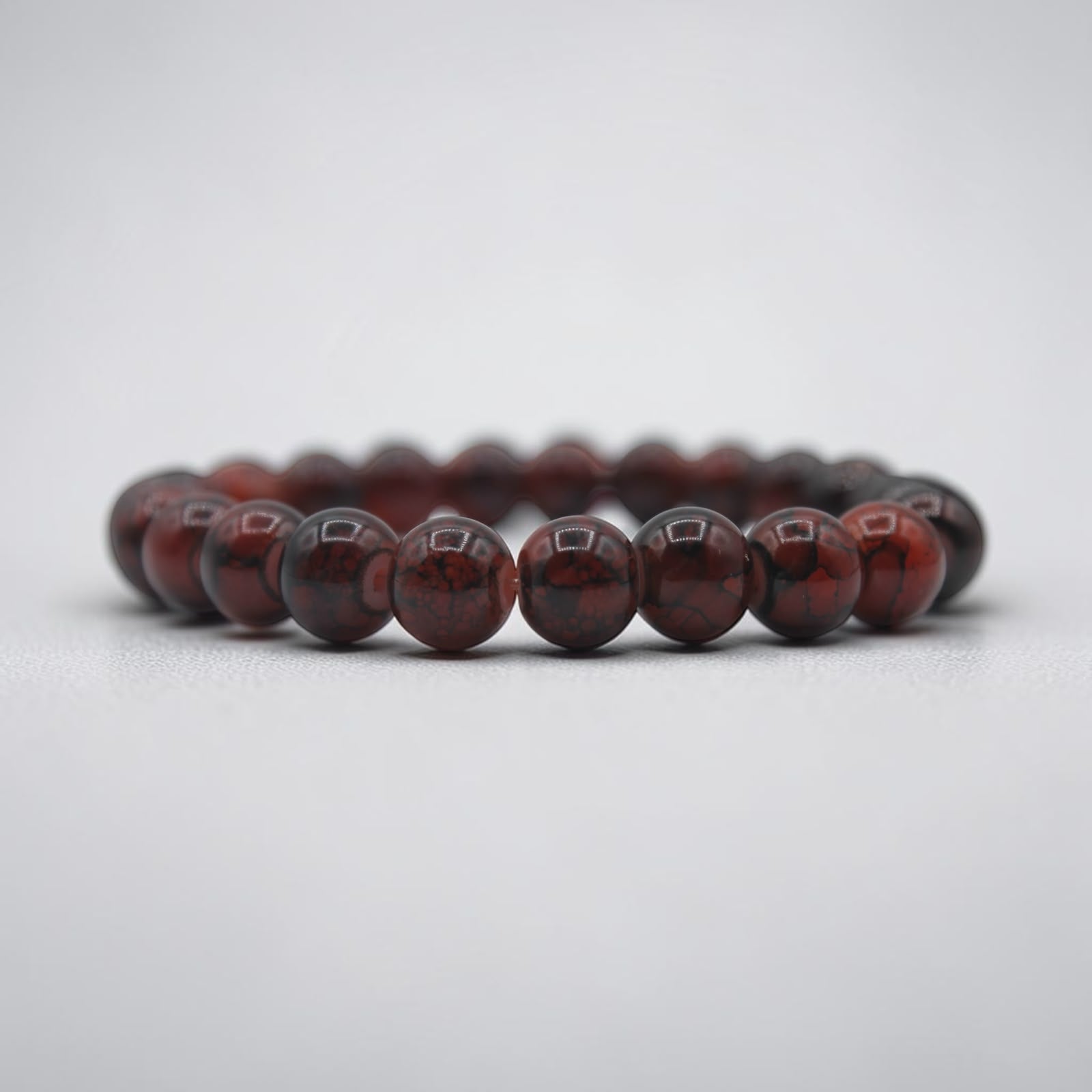 Red Jasper Beaded Bracelet, additional angle